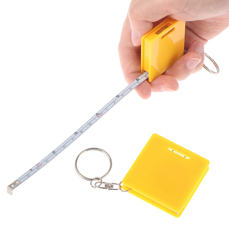 1m Mini Multifunctional Keychain Square Steel Tape Measure With Gradienter Mini Measuring Ruler