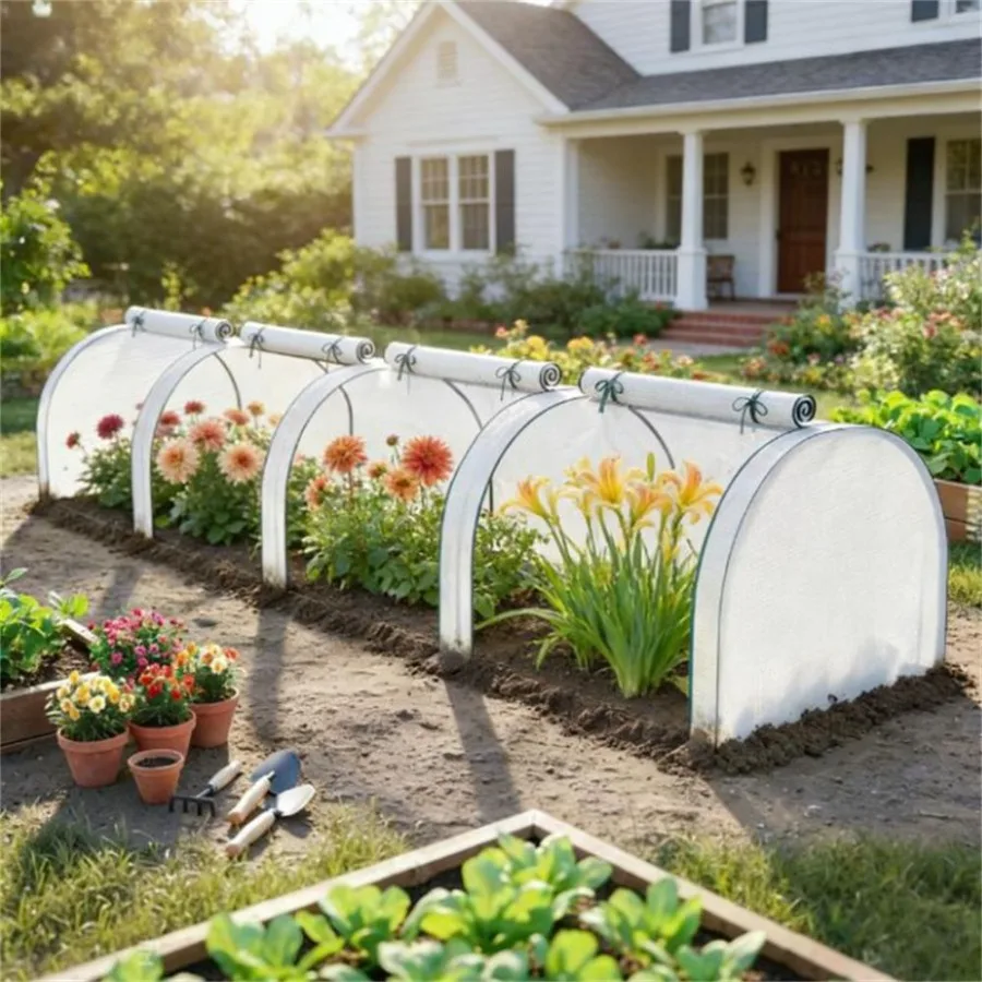 

Portable greenhouse for gardening use, white PE material, UV-resistant and durable