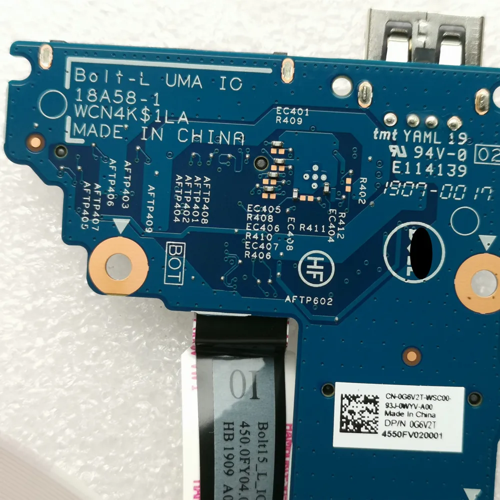 Beke-Original USB Card Reader IO Board, Dell Latitude 3400, 3500, G6V2T, 0G6V2T, CN-0G6V2T, navio rápido