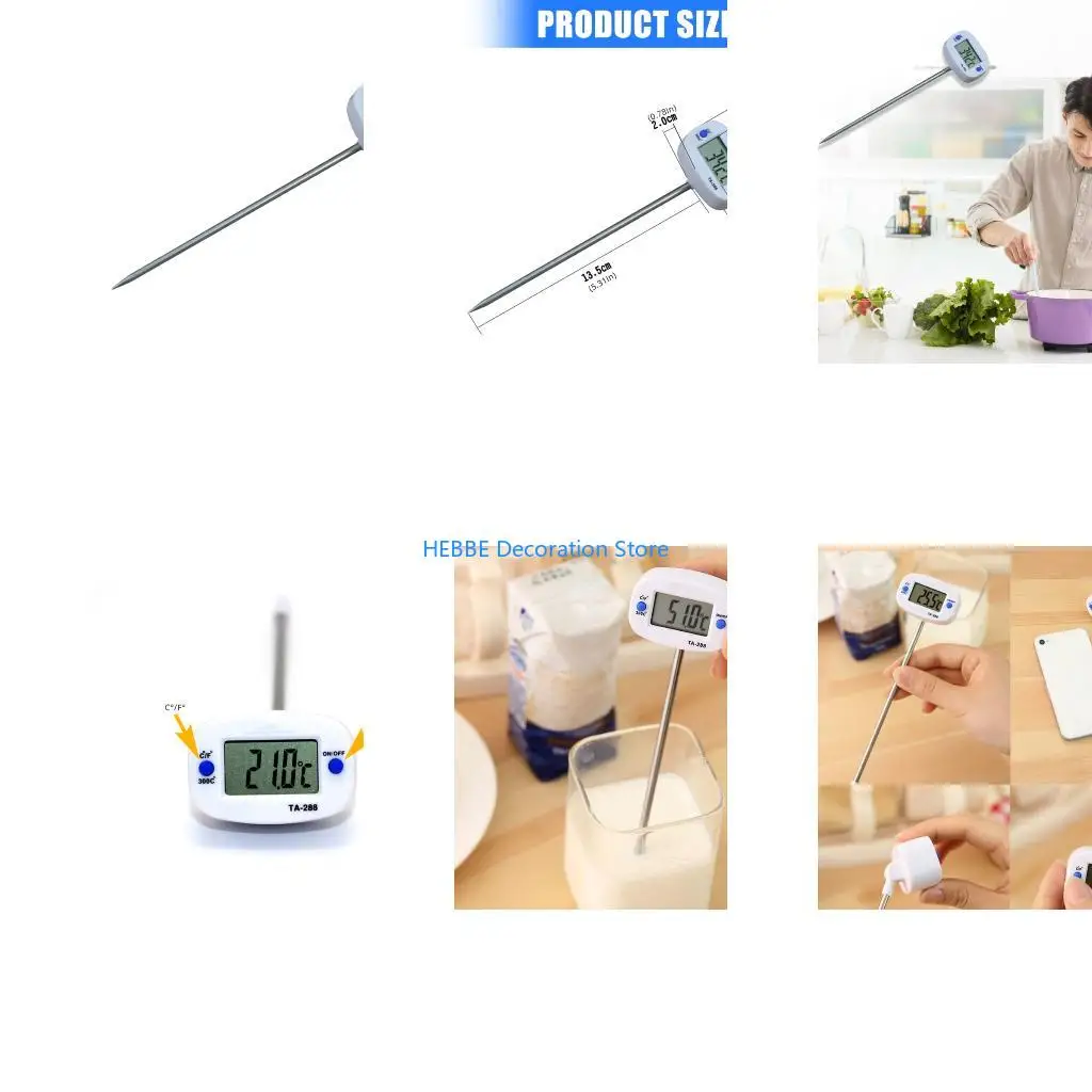 B0KC Fast Thermometers Probes with LCD Screen High Precisions LCD Oil Temperature Gauges Upgrades for Baking & Frying Control