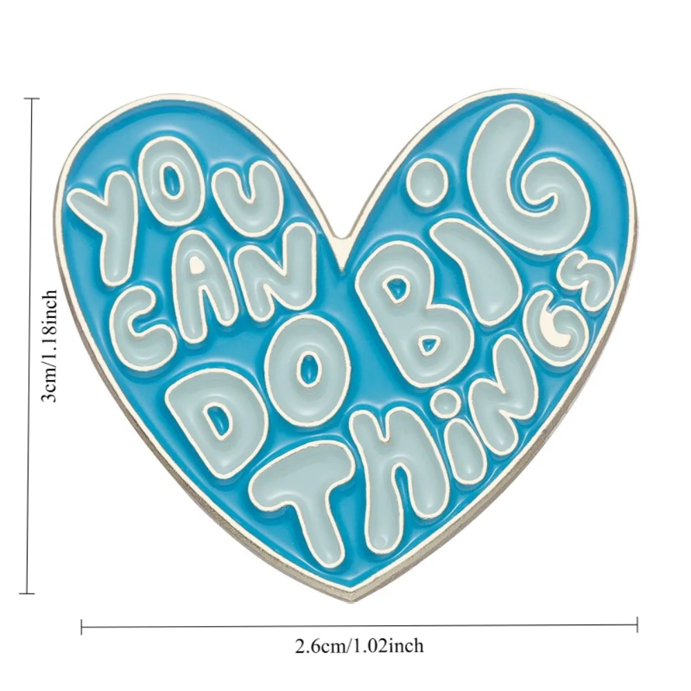 Vitality Inspirational Short Sentence Brooch Colorful English Slogan Badge Cute Heart-shaped Square Pin Clothes Bags Decorations