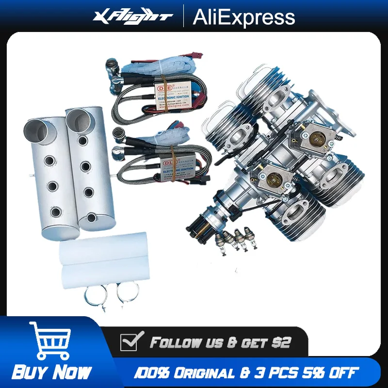 

DLE120T4 120CC 4-Cylinder 2-Stroke Gasoline Engine for RC Airplane, Side Exhaust Natural Air-Cooled Aircraft Model Motor