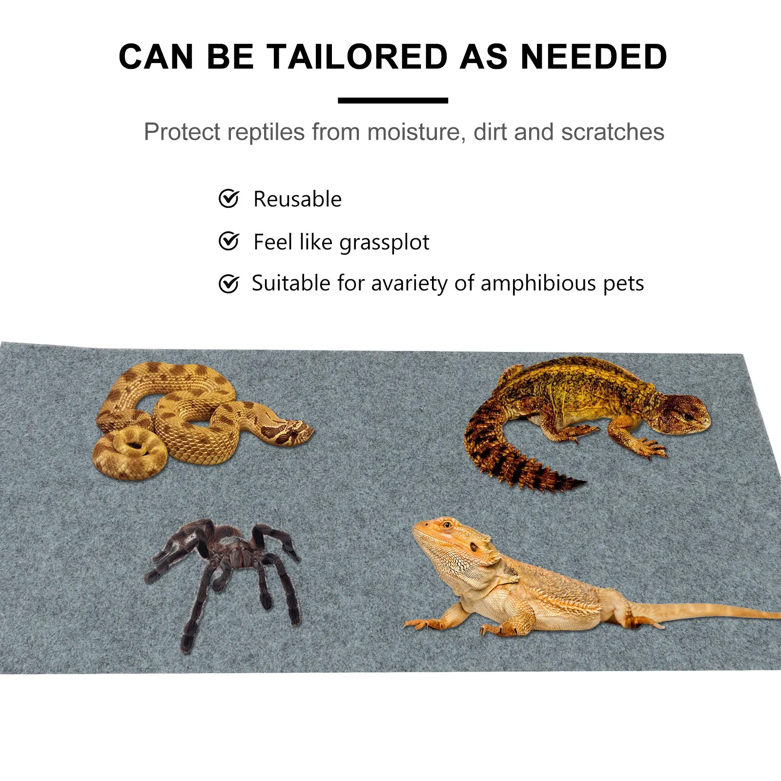 

Reptile Substrate Liner 60X40Cm Cuttable Odor Reducing Easy Clean Dry Breathable Pet Cage Mat For Lizard Snake Terrarium