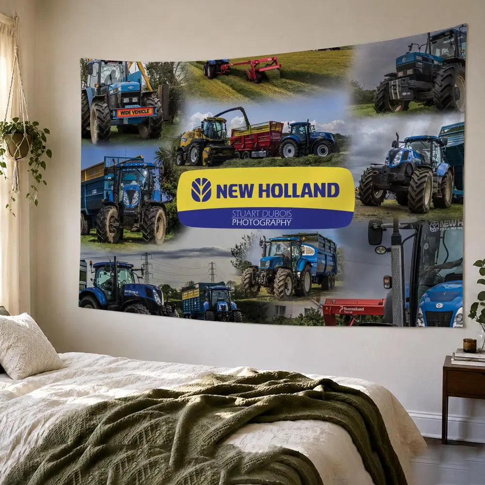 New H-Holland Tractor Farmhouse Tapestry Bedroom Living Room Bar Party House Home Dorm Interior Wall Decor Background Banner