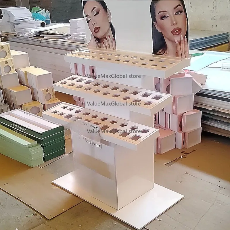 

Wholesale Mall Display Stand Cardboard Corrugated Advertising Salon Lipstick Cosmetics Display Cabinet for Sale
