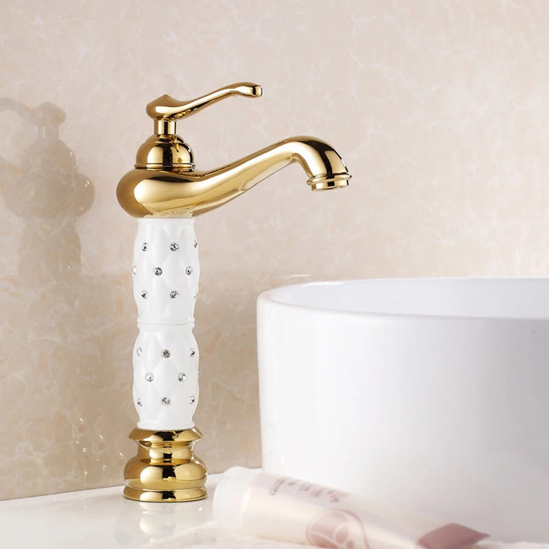 Vidric Chrome/Black/White/Rose Gold Finish Luxury ORB Tall high Bathroom Basin Diamond Faucet Single Handle Sink Mixer Water Tap