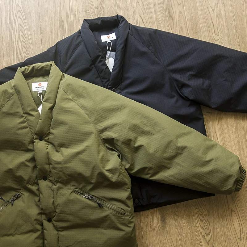 ملابس الشارع الرجعية مع سترة قطنية على الطراز الياباني لخريف وشتاء سترة قصيرة سميكة من القطن المحشو اليدوي في الهواء الطلق #4