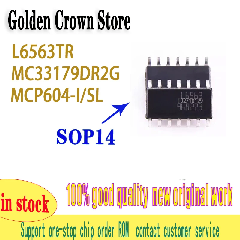 5 pçs/lote L6563 L6563A L6563TR L6563H MC33179DR2G MC33179DG MC33179 MCP604-I/SL MCP604 MCP604-I SMD novo original em estoque