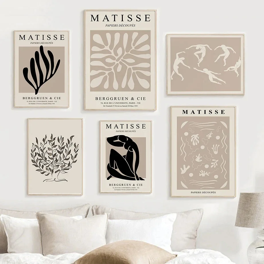 Canvas Painting Prints Pictures Vintage Abstract Matisse Posters Girl Coral Pigeon Wall Art for Living Room Interior Home Decor