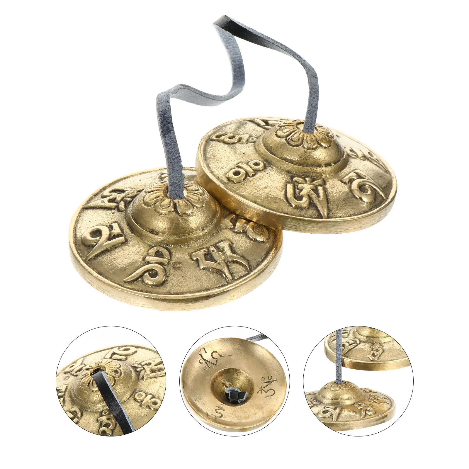 

Bell Instrument Finger Cymbals Musical Penetration Singing Bowl Golden Copper Child