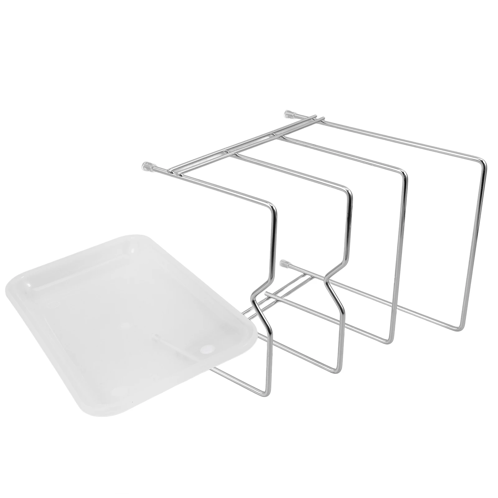 

Stainless Steel Cutting Board Rack with Water Tray Pots Pans Organizer Foldable Kitchen Counter Storage Solution
