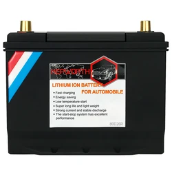 80D26L 80D26R Motor Car LiFePO4 battery Jump Starter 12V 80AH CCA1300A Rechargeable lithium Iron battery With BMS Protection