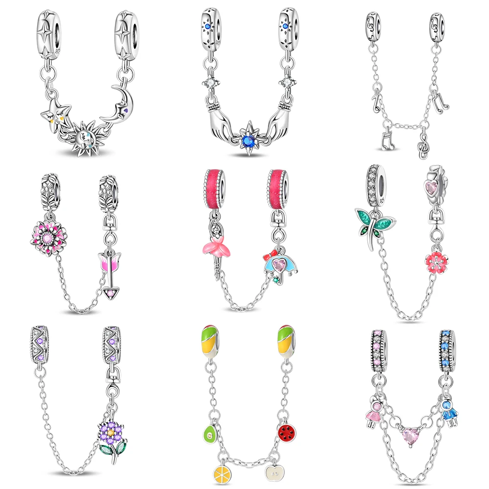 

Gorgeous 925 Sterling Silver Star & Flower Fairy & Couple Safety Chain Aesthetic Pendant Jewelry Gift