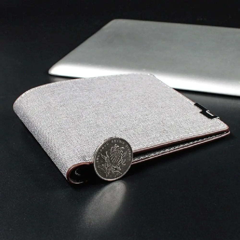 Men Slim Wallet Short Men's Wallet Canvas Multi Card Position Money Purses Card Holder Young Male