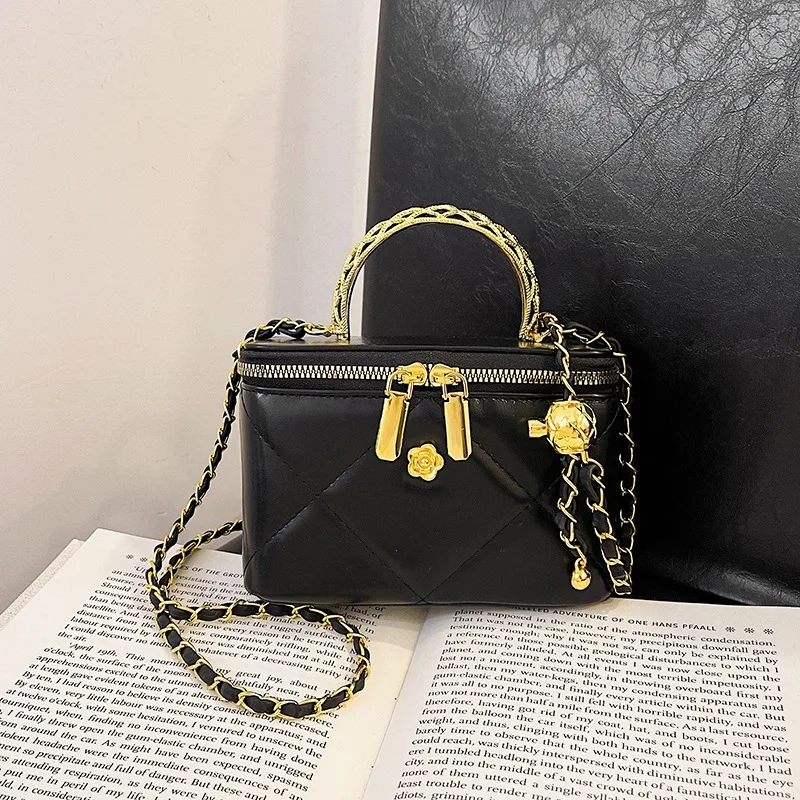 2025 Luxury Designer Women's Small Box Bag Brand British Style Square Handbags Female Fashion Argyle Crossbody Bag Makeup Bag