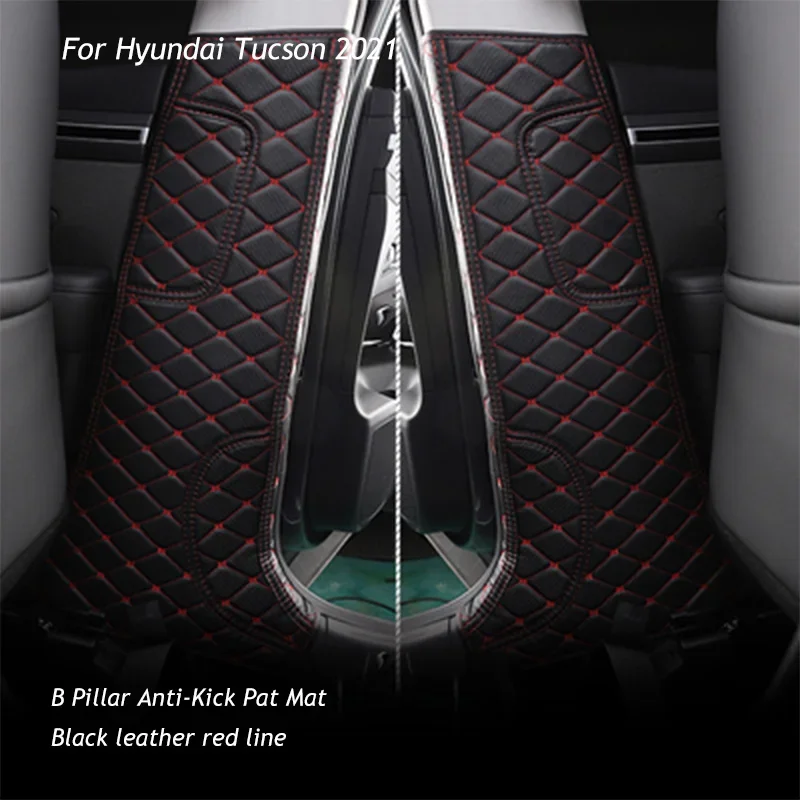 Car B Pillar Mat for Hyundai Tucson 2021-2025 NX4 Anti-Kick Pat Cover Stickers Interior Decoration Carbon Fiber Texture Styling