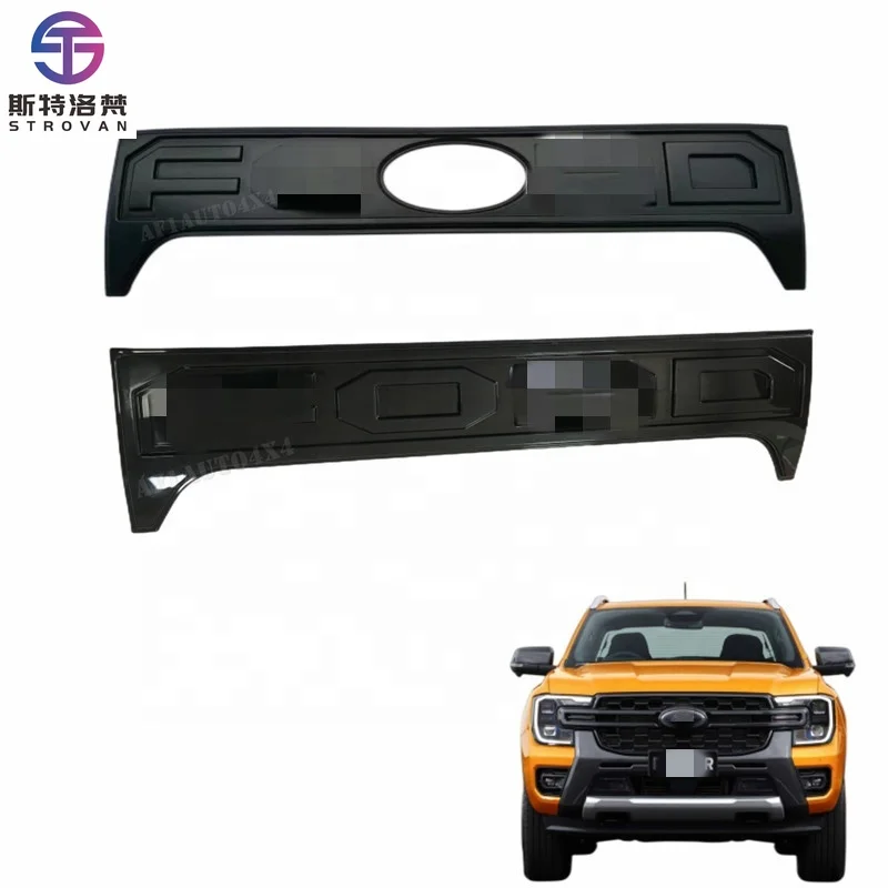 Black Rear Door Cover Trunk Lid Tailgate Guard Plate For Ford Ranger T9 2022 2023