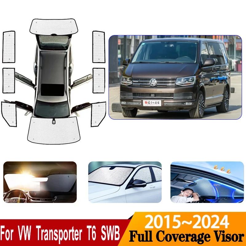 For Volkswagen VW Transporter T6 SWB Caravelle Multivan Doubleback 2015~2024 Car Sunscreen Window Sunshade Cover Car Accessories