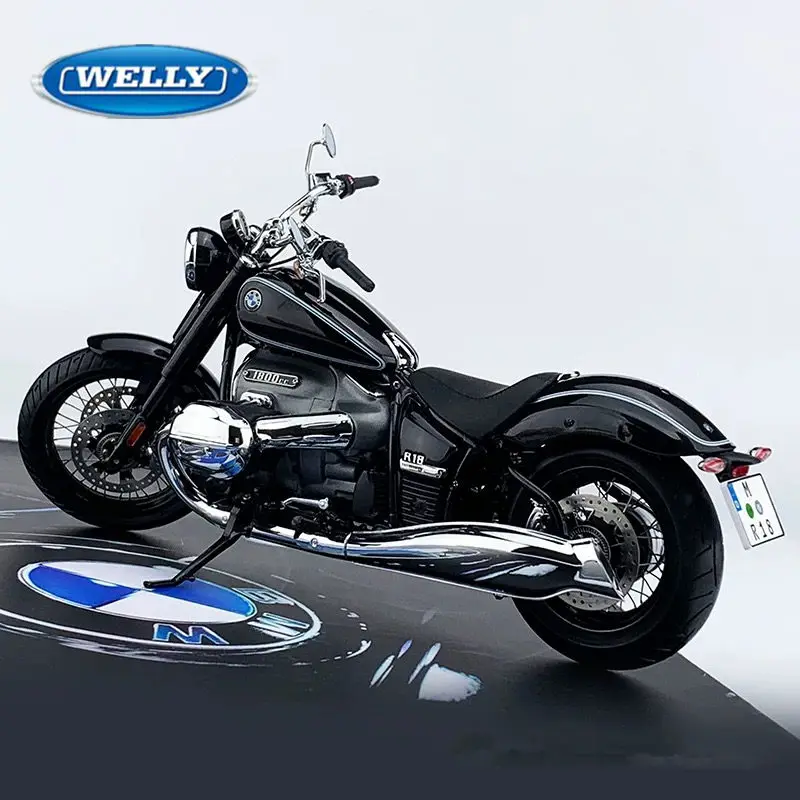 WELLY 1:18 BMW R18 2020 Alloy Sports Motorcycle Model Diecast Metal Street Heritage Cruise Motorcycle Model Simulation Kids Gift