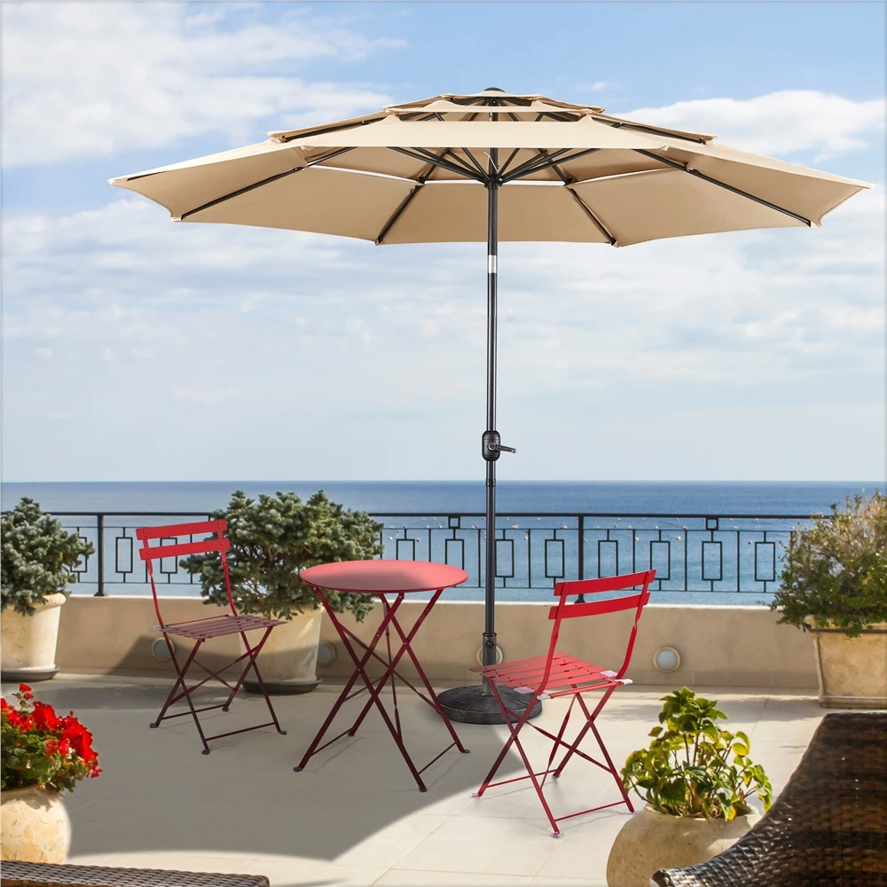 

3 Tier Vented Table Umbrella 10ft Patio Umbrella Outdoor Patio Parasol with 8 Sturdy Ribs for Park Patio Beach