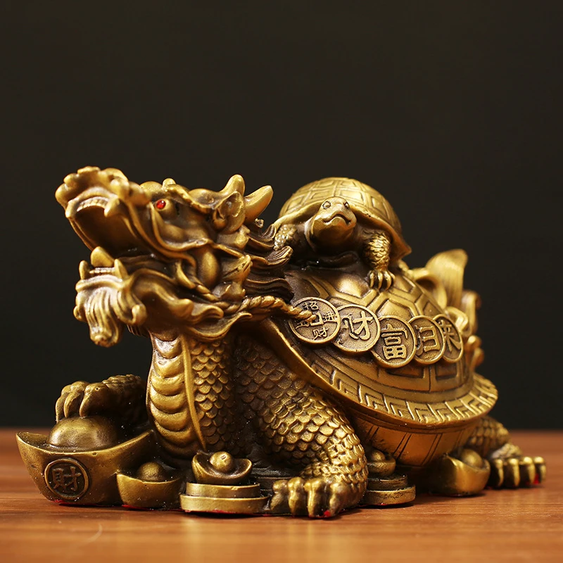 Xuanwu Figurine Wealth Fortune, Mother And Child Dragon Turtle Ornament, Decorative Piece For Living Room,