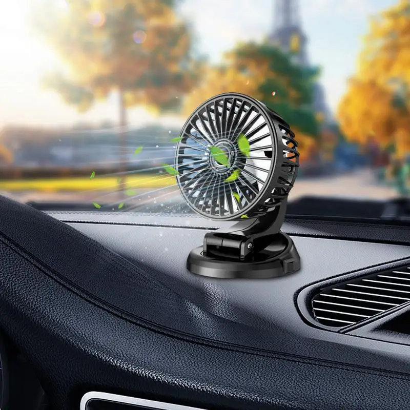 Car Fan 5V 1A Adjustable Small Auto Fans 2 Speeds Rechargeable 360 Degree Rotatable Backseat Air Fan Vehicle Cooling Device For