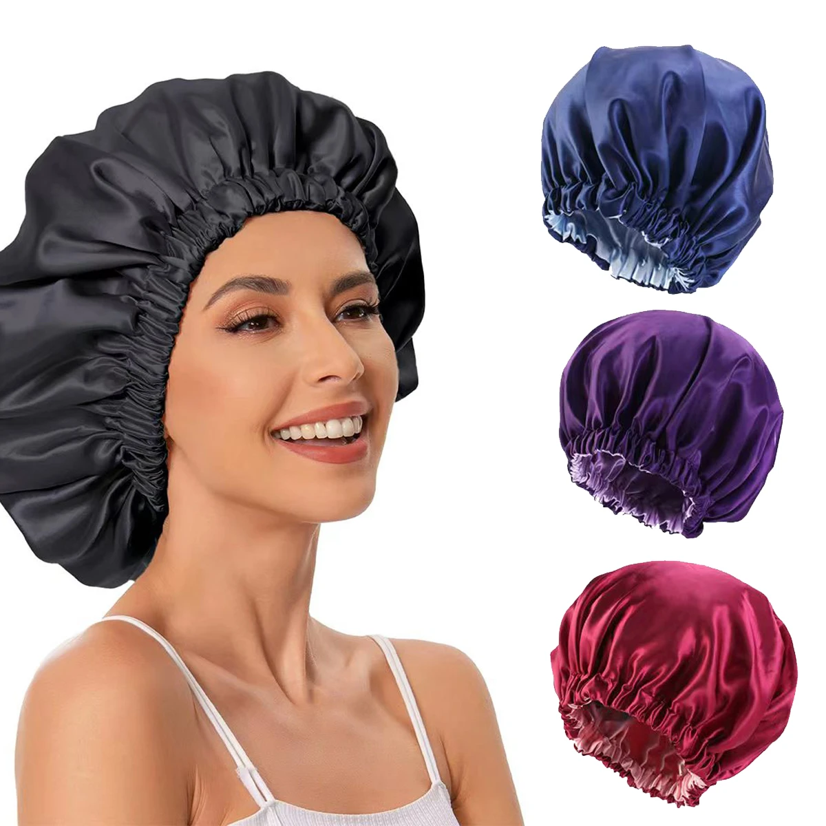 Satin Bonnet Silk Bonnet Hair Bonnet for Sleeping-Slouchy Beanie Hat Satin Sleep Cap for Women's Natural & Curly Hair