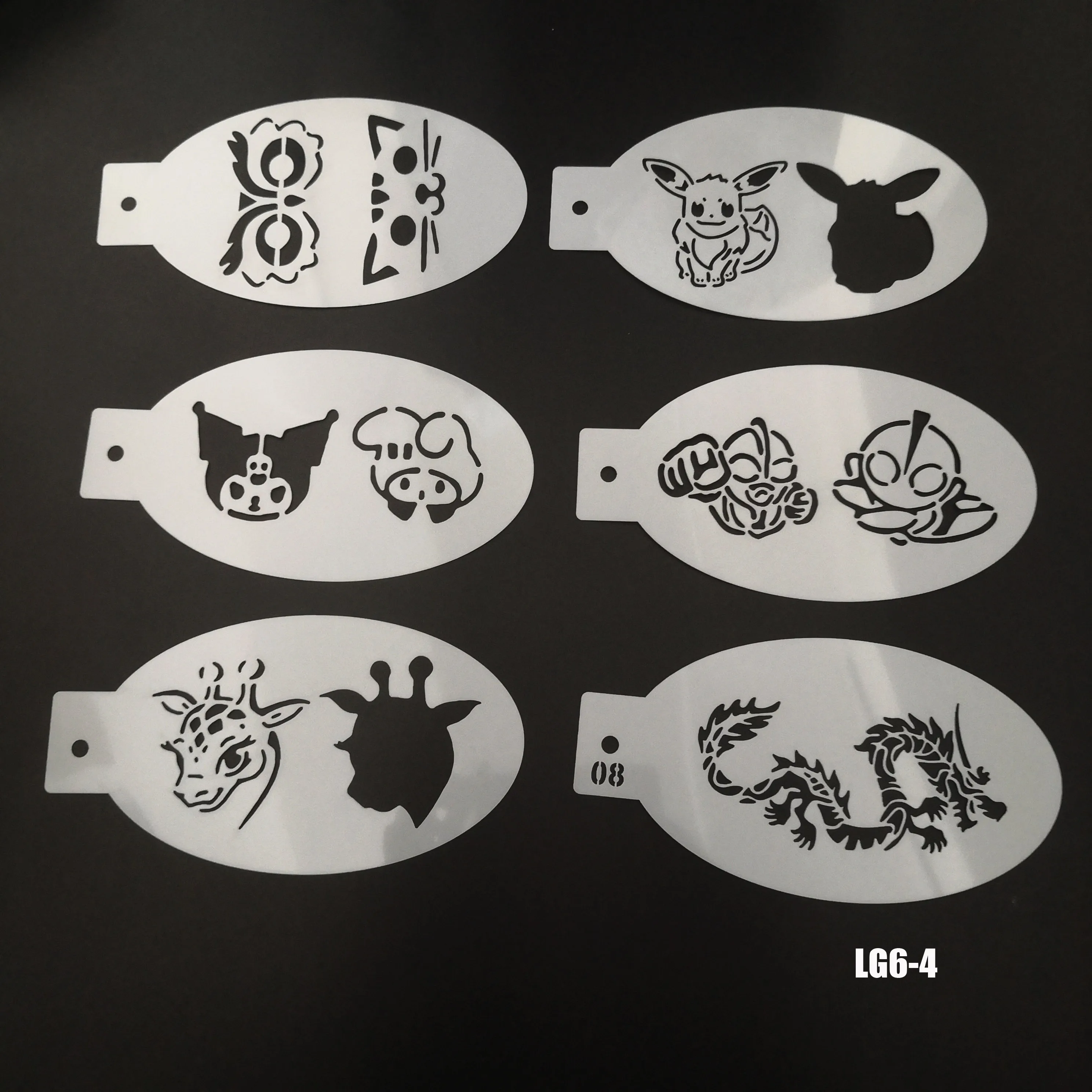 6 pcs Party Cosplay Reusable PET Body Face Paint Graphic Template Face and BodyTattoo Stencils for Kids Makeup