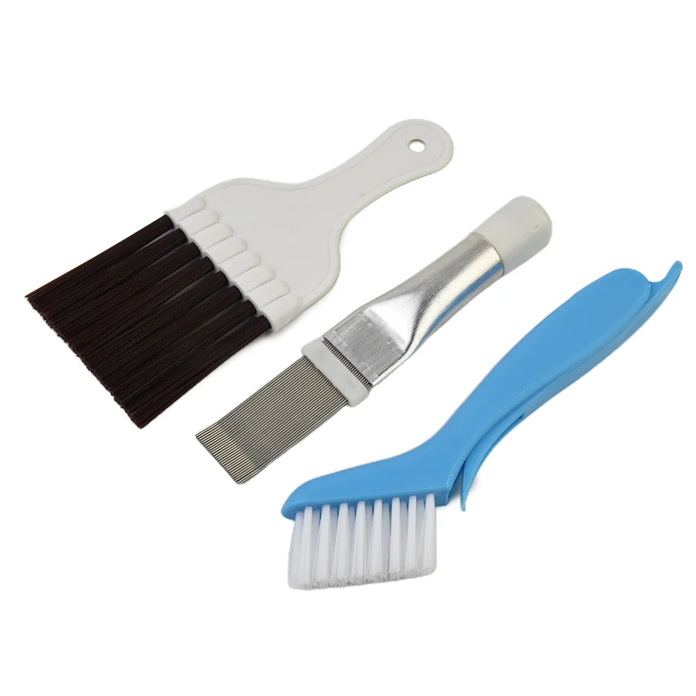 Condenser Fin Comb+Brush Set Radiator Fin Stainless Steel 3Pcs/Set Accessories Accessory Cleaning Brush Comb High Quality
