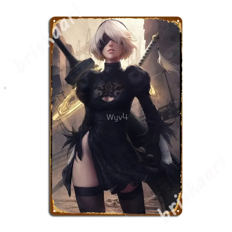 2b Nier Automata Metal Signs Club Party Garage Club Vintage Poster Tin sign Posters