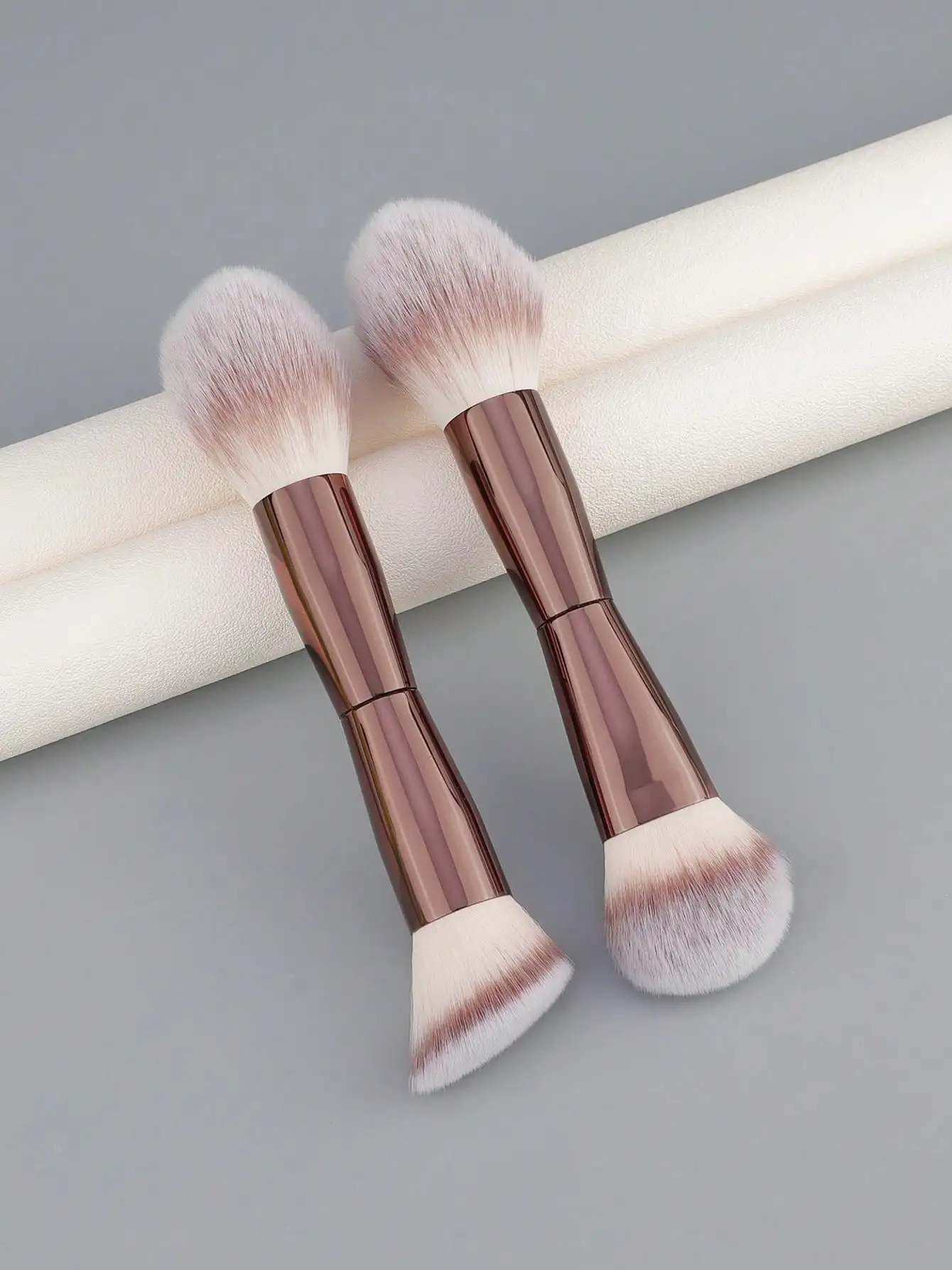 1/2 Face Makeup Brush Set, Dual-Ended Makeup Brushes For Foundation, Contour, Powder, Blush, Highlighter And Concealer