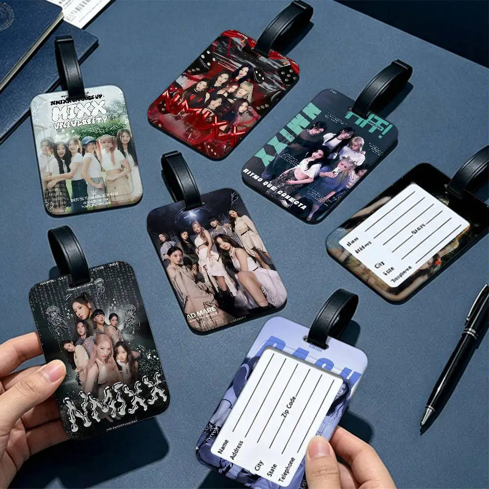 N-NMIXX Kpop Female Singing Group  Anti lost Name Label PVC Luggage Tag Information Card Holder For Travelers Daily Outdoor Use