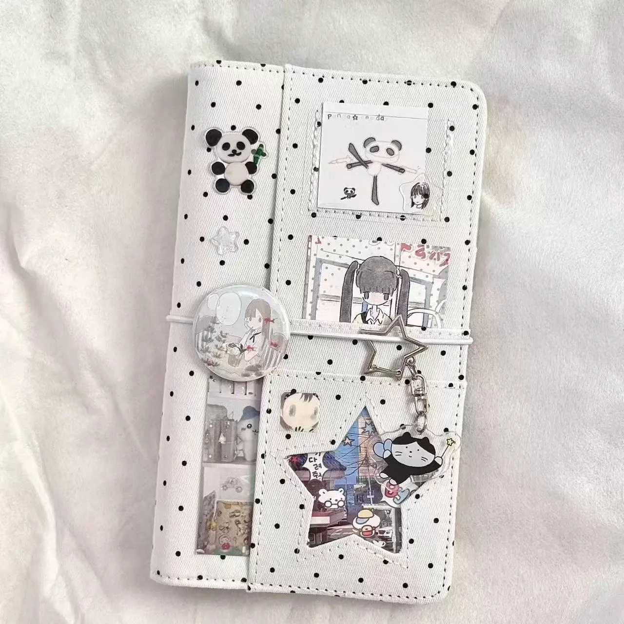 Ins Korean Polka Dot Denim A6 Loose-leaf Kawaii Hand Ledger Notebook Portable Diy Note Diary Book Student Commemorative Gift - view 3
