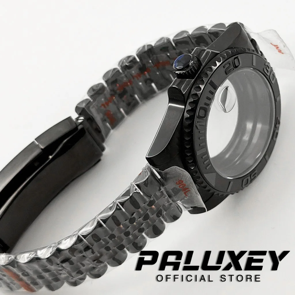 무브먼트 사파이어 글래스 시계 케이스 글라이드 잠금 걸쇠, NH35, PVD 블랙, 40mm 다이버 방수 핏, NH34, NH35, NH36, NH70, NH72, ETA2824