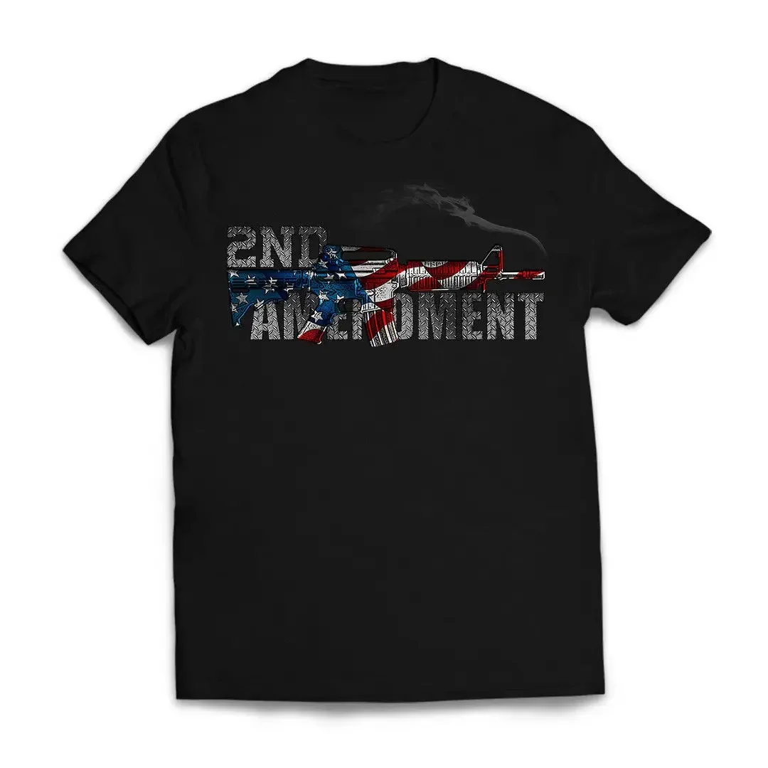 

2nd Amendment Gun Rights Molon Labe American Flag AR-15 Rifle T-Shirt 100% Cotton O-Neck Summer Short Sleeve Casual Mens T-shirt