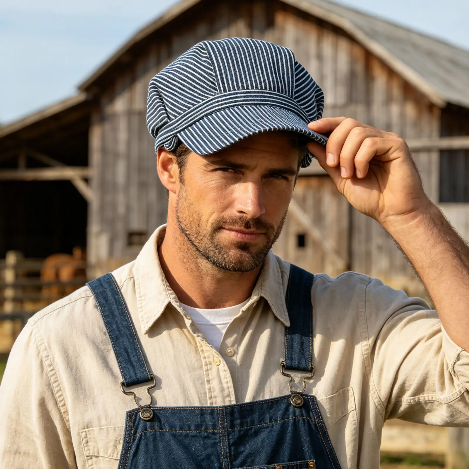 Gorra de conductor a rayas para adulto, ajustable, octogonal, para trabajador ferroviario, con ala estructurada resistente y forro transpirable, para disfraz de tren