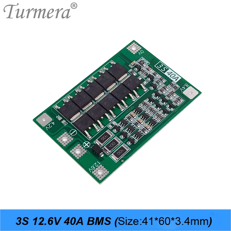 Turmera-12V 14Ah ~ 21Ah 배터리 보관함, 3x7 18650 홀더, 40A 밸런스 BMS 용접 니켈 사용, 12V 납산 배터리 교체용