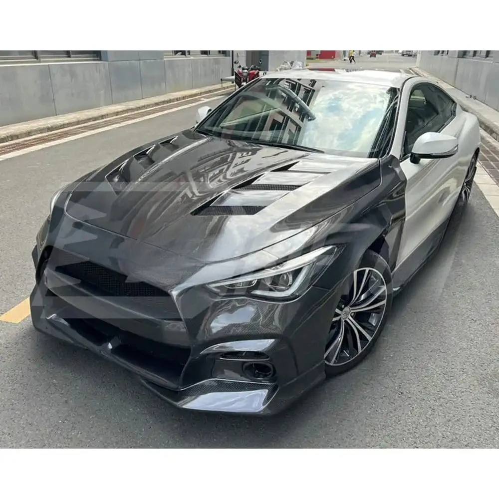 المصد الأمامي من ألياف الكربون طراز Blit لمجموعة هيكل Infiniti Q60