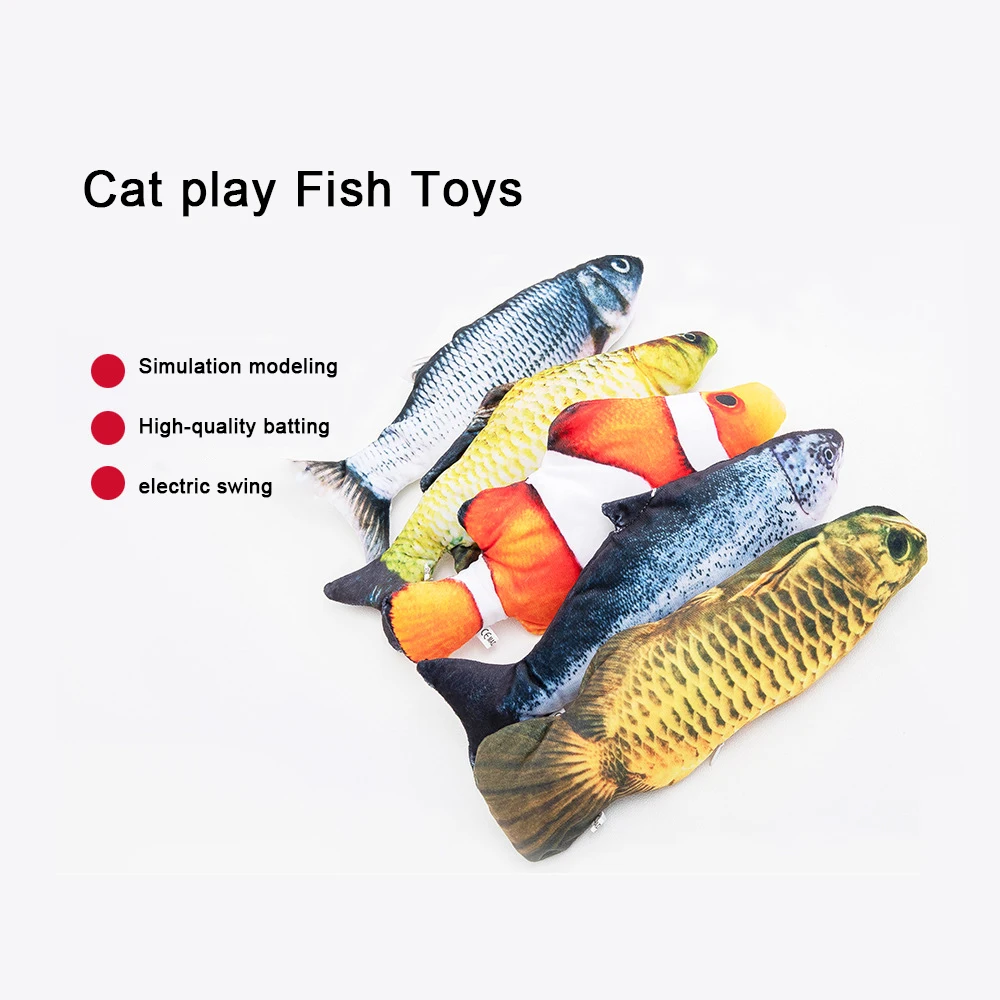 Cat Jumping Fish Simulation Electric Fish Cat  Fake Fish Toy Fish Swing Mint Fish Sea Fish Toys for Kitten Big Cats Play Toy