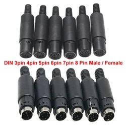 High Quality Mini DIN Plug Socket Connector 3/4/5/6/7/8 PIN Chassis Cable Mount Male Female