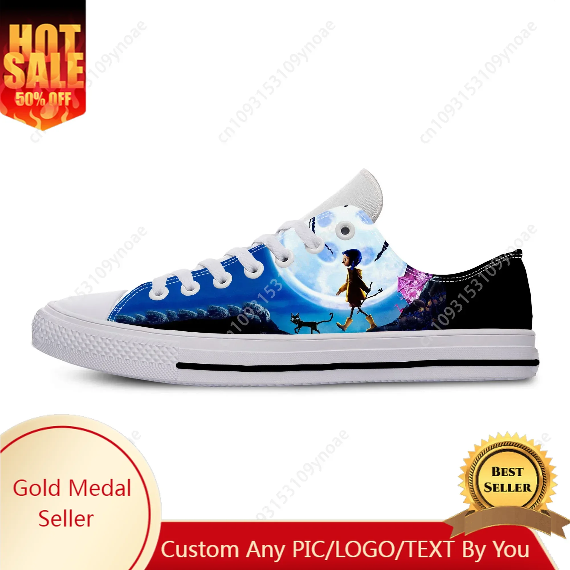 

Hot Cool Summer Coraline Anime Cartoon Manga Movie Horror Fashion Cloth Shoes Breathable Men Women Sneakers Low Top Board Shoes