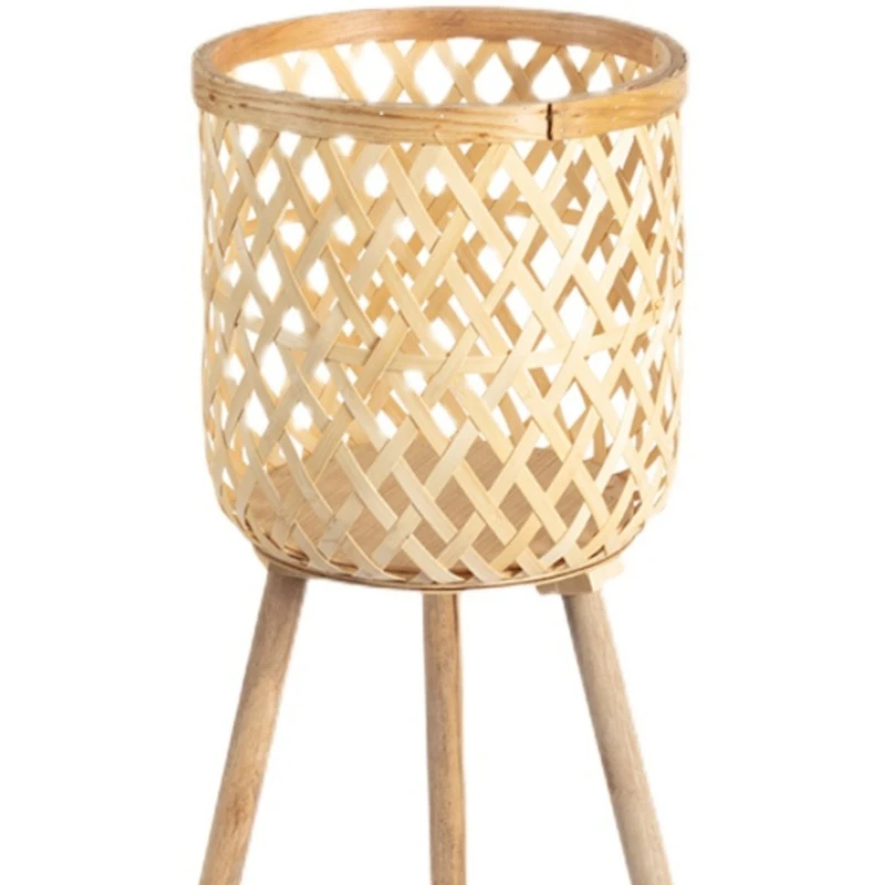 

Nordic creative rattan bamboo straw flower basket wooden high flower stand floor-to-ceiling indoor living room decorative dill