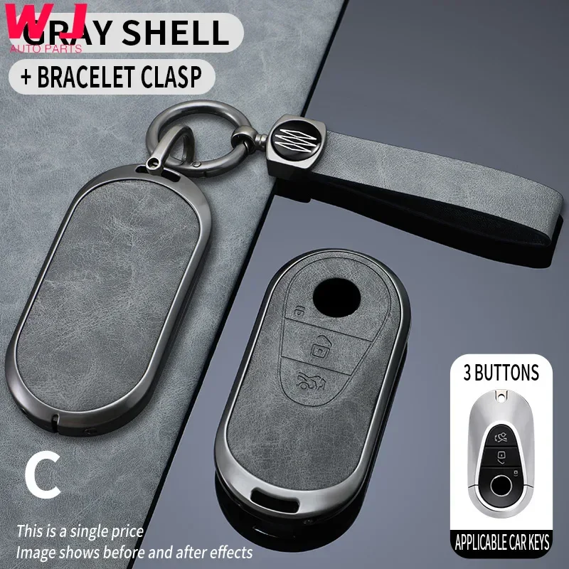 

Zinc Alloy Leather Car Remote Key Case Cover Shell For Mercedes Benz 2022 Class S Class W223 W206 S350 S400 S450 S500 C200 C260