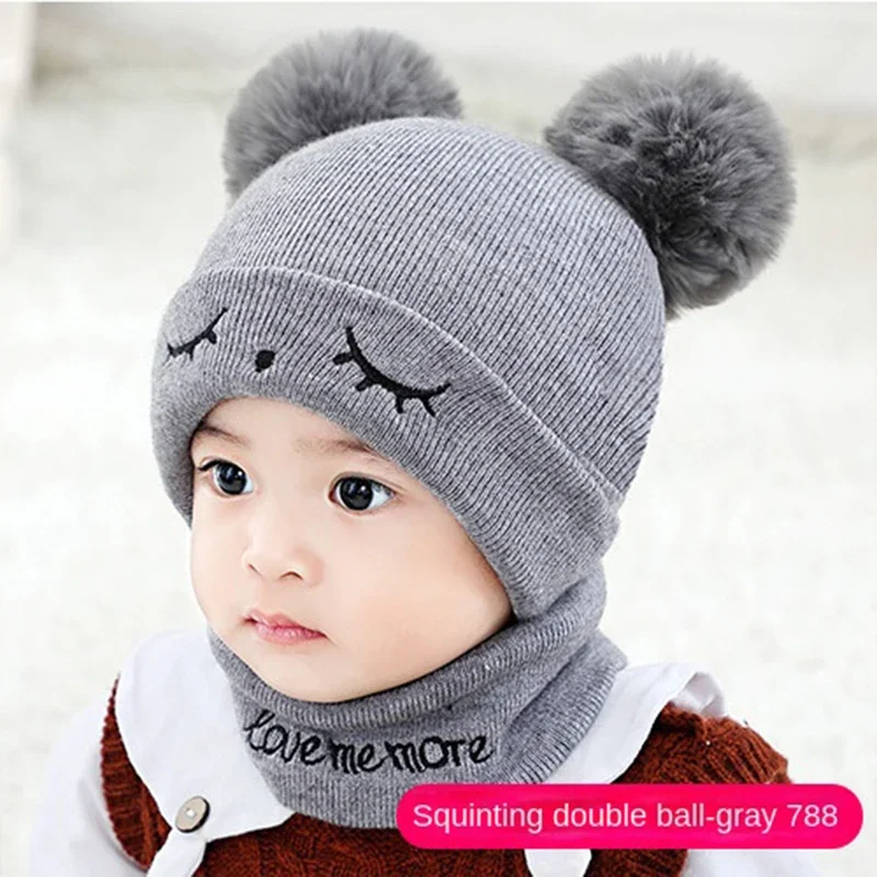 Solid Color Wool Knitted Bonnet Bebe Newborn Baby Hat Pompom Cute Winter Hat For Kids Boys Girls Children Warm Beanie Cap 0-3Y