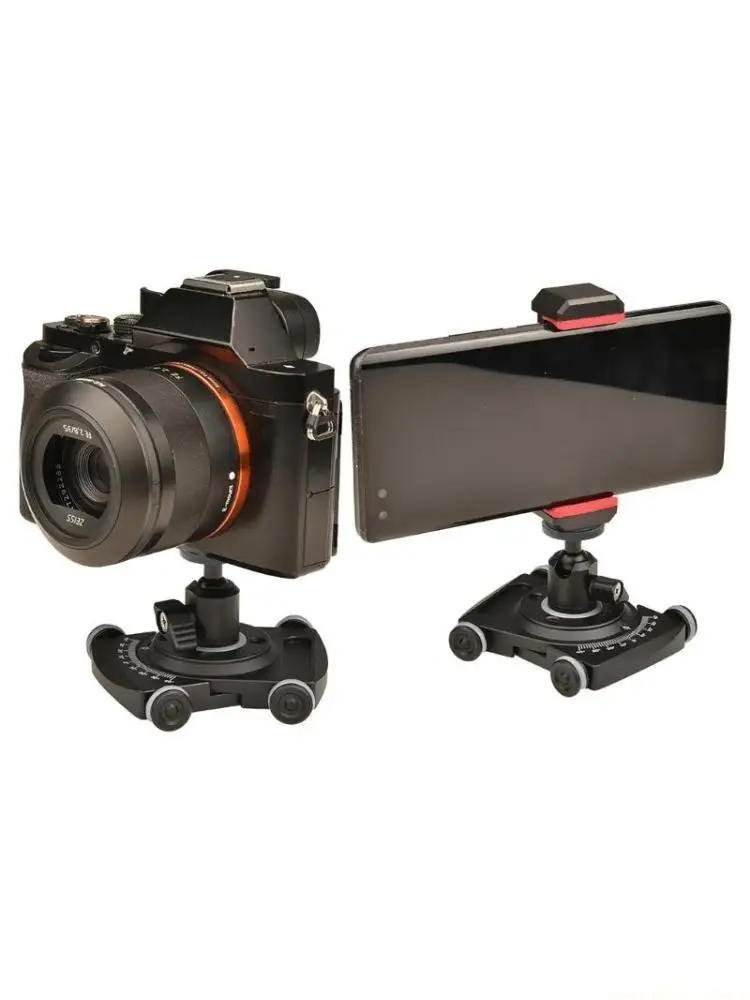 F62C Camera Slider with Ball Head & Clamp,4 Wheeled Tabletop Manual Skater with 360° for Mirrorless