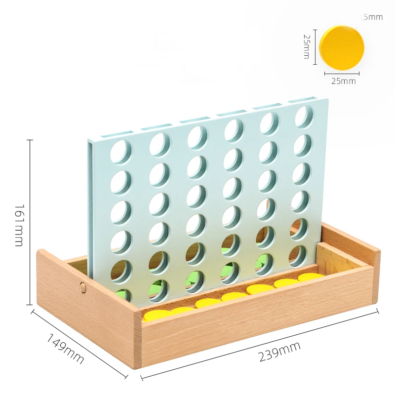 Wooden Connect 4 Classic Grid 4 in a Row Game Strategy Family Board Games 2 Players Suitable for Kids and Adults