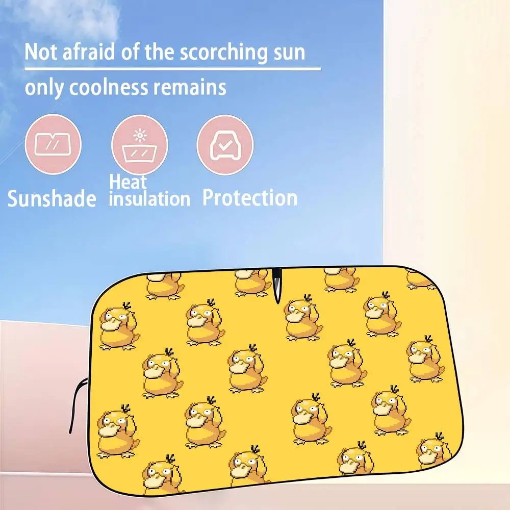 

Anime Pokemon Psyduck Car SunShade Windshield Sun Shade Personalized Picture Block UV Rays Visor Protector