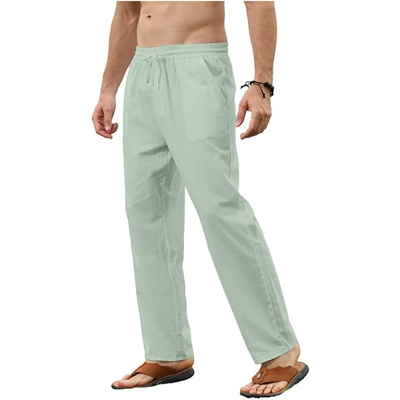 Pantaloni di lino in cotone casual slim fit da uomo nuovi Gamba dritta Busin Casual Ne Maglione lavorato a maglia monocolore