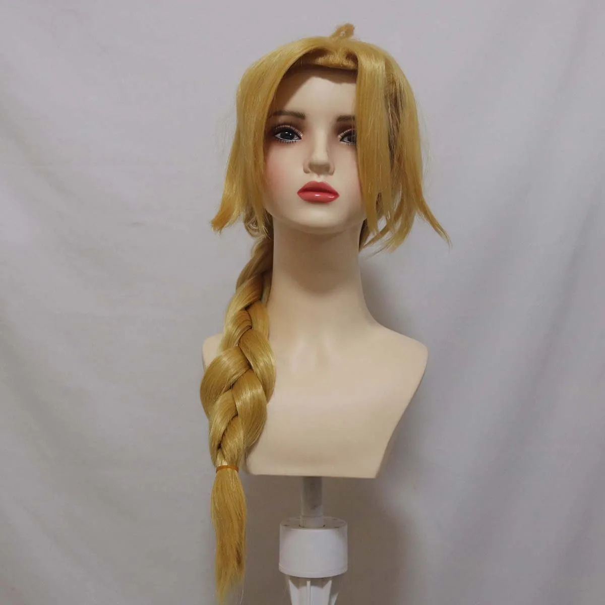 Parrucca da uomo in fibra ad alta temperatura cosplay intrecciata bionda Fullmetal Alchemist Edward Elric