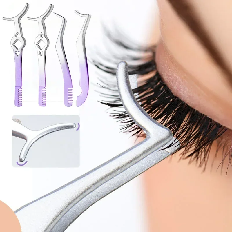 

Color Eyelash Comb Tweezers Carbon Steel Professional Pincet Lashes Extension Tweezers False Eyelashes Applicator Makeup Tools